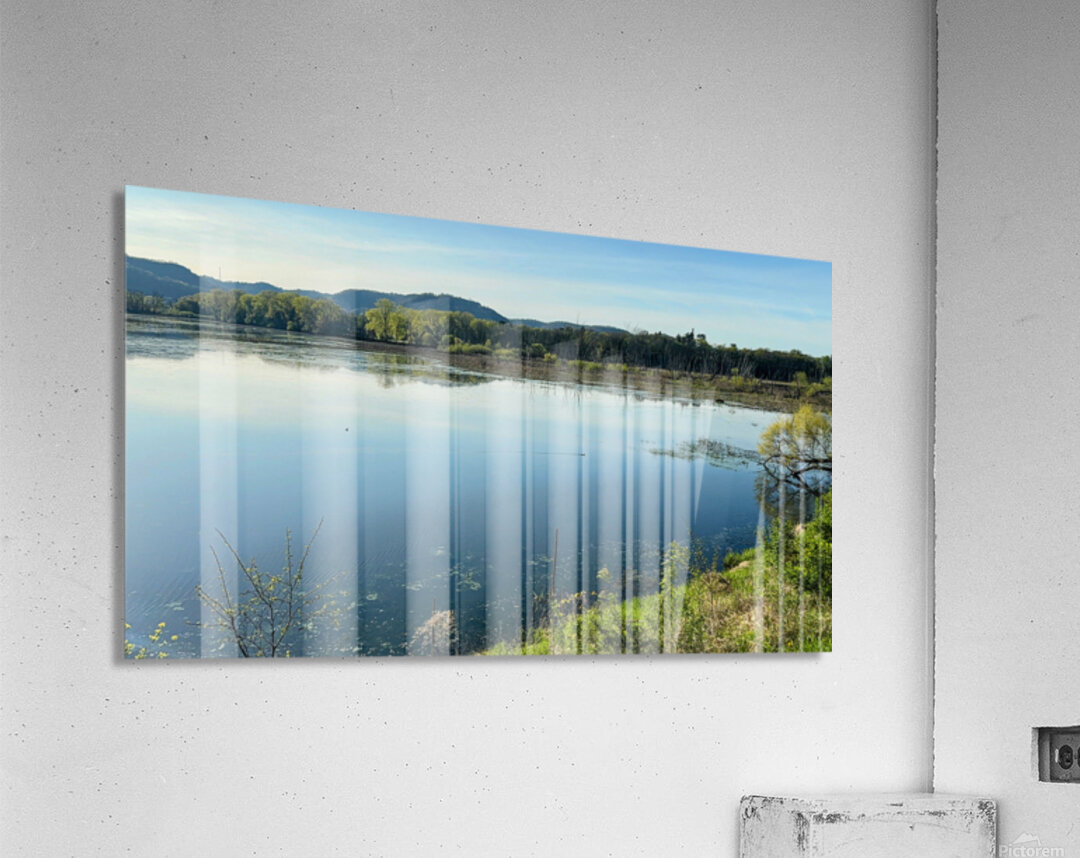 Serene Lakeside View with Forest and Hills Acrylic Print
