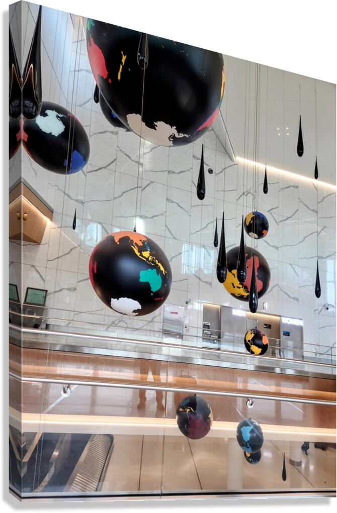 Globe and Droplets Hanging Art in La Guardia Airport 1A  Canvas Print
