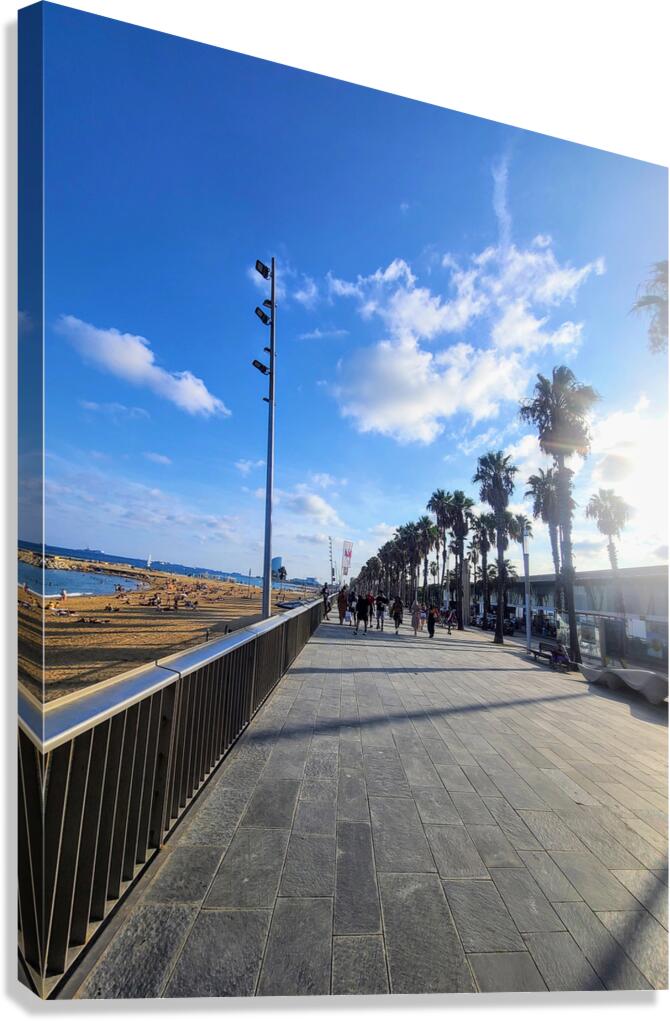 Barcelona Beach: Steps Toward Solace Canvas Print