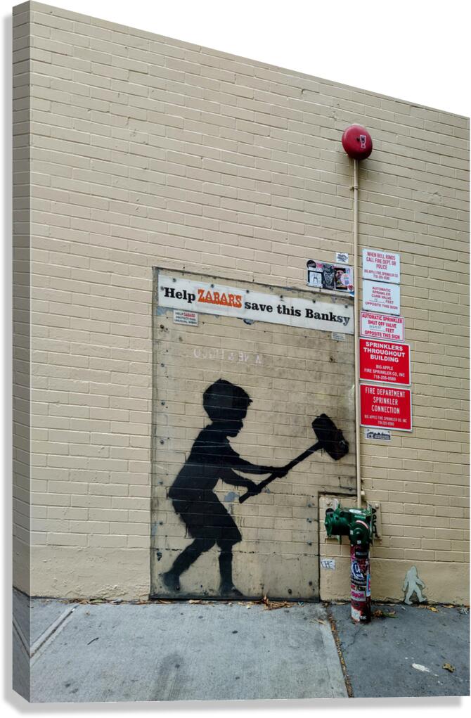 Banksy on Broadway Boy Hammering Hydrant Canvas Print