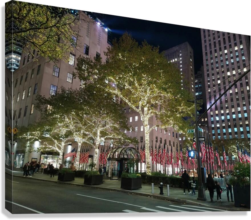 Flags and Lights – Manhattan Nights Canvas Print