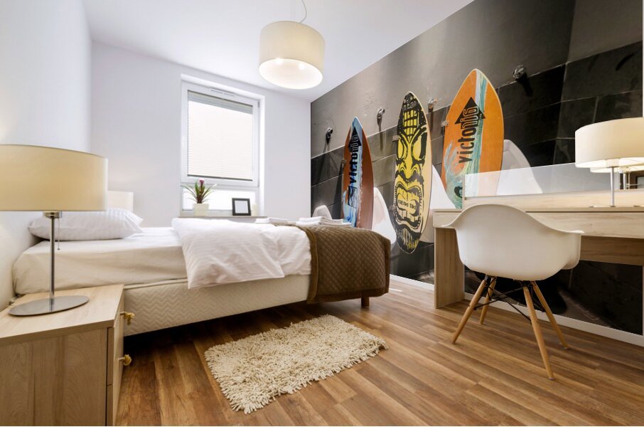 Surfboards Go to Reflect: A Wave of Humor in an Unexpected Place Mural print