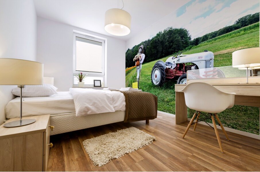 Tractor and Scarecrow: Whimsy on the Windrows Mural print