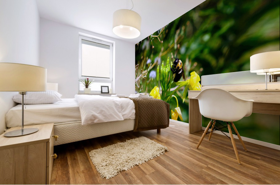 To Bee or Not to Bee  -- Early Bee Gets the Pollen Mural print