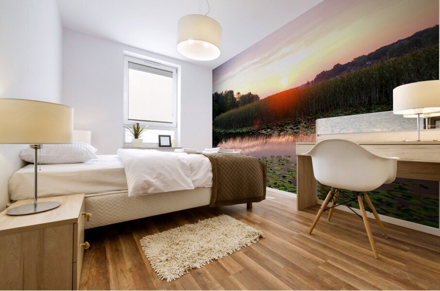 Over Lilyglass Waters: A Dawn Reawakens Impression murale