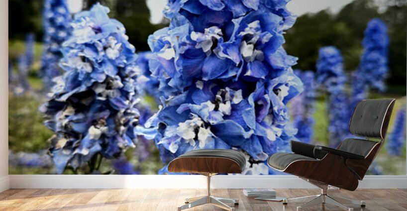 Blue Spire in Bloomstorm: Larkspur Wall Murals
