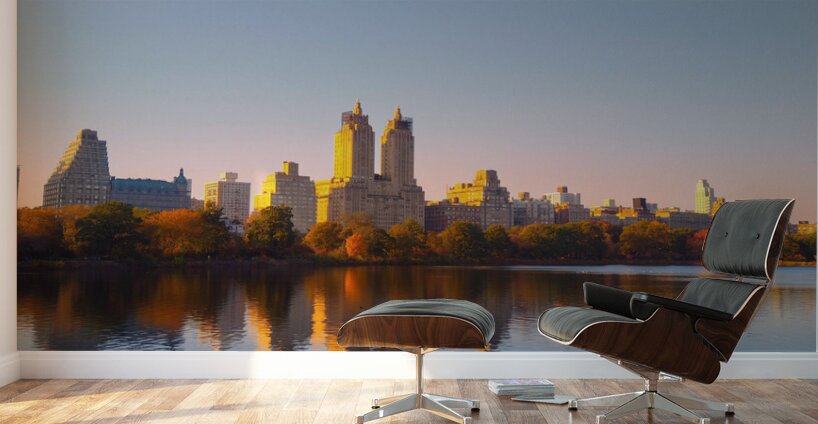 Autumn Skyline Firelight Wall Murals