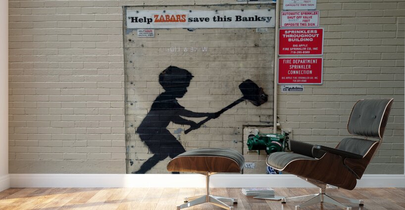 Boy with Hammer – Banksy Street Art Wall Murals