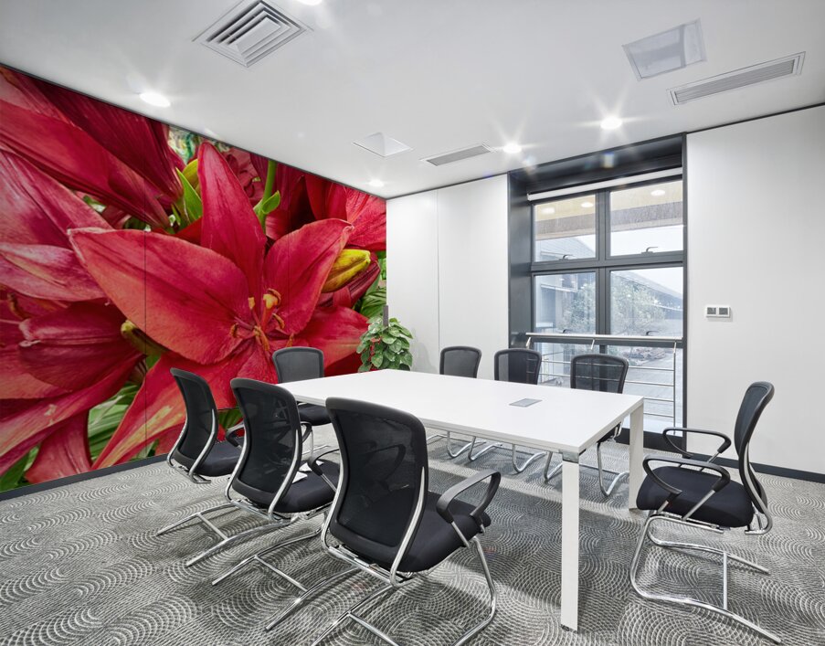 Close Encounter with Red Asiatic Lily Wall Printing