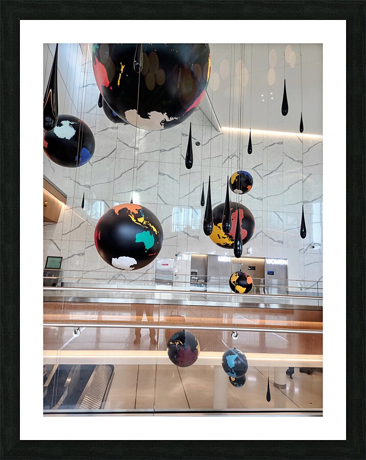 Globe and Droplets Hanging Art in La Guardia Airport 1A  Framed Print Print