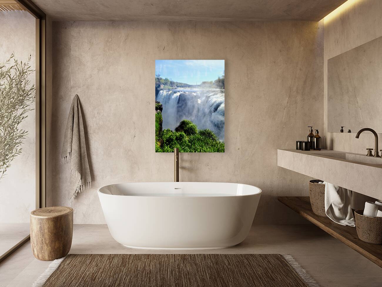 A Curtain of Spring Mist at Paterson Great Falls Reproduction