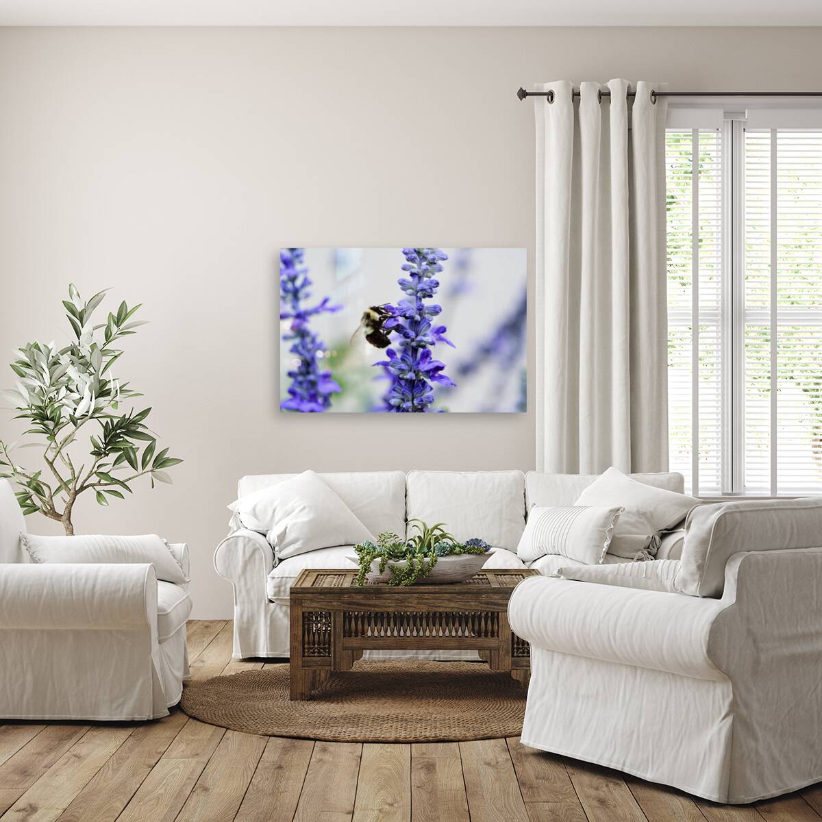 Bee Salivating the Blue Salvia Reproduction