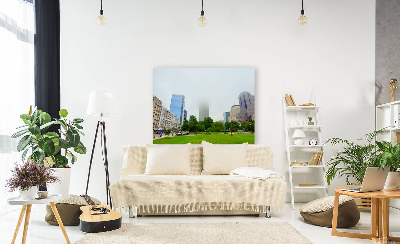 Foggy Skyline with Park Reproduction