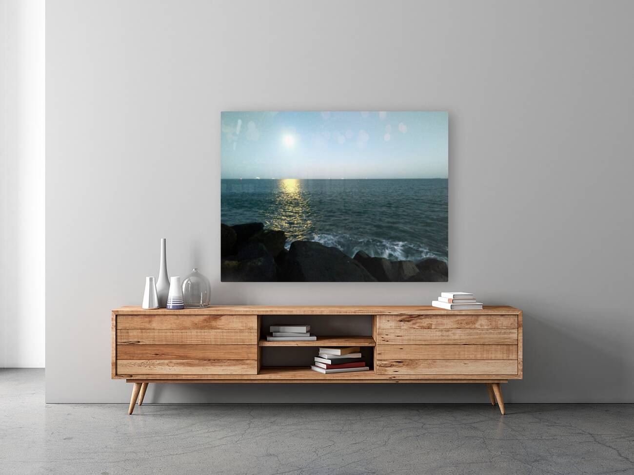 Reflections of the Moon at Poolbeg 2 Reproduction