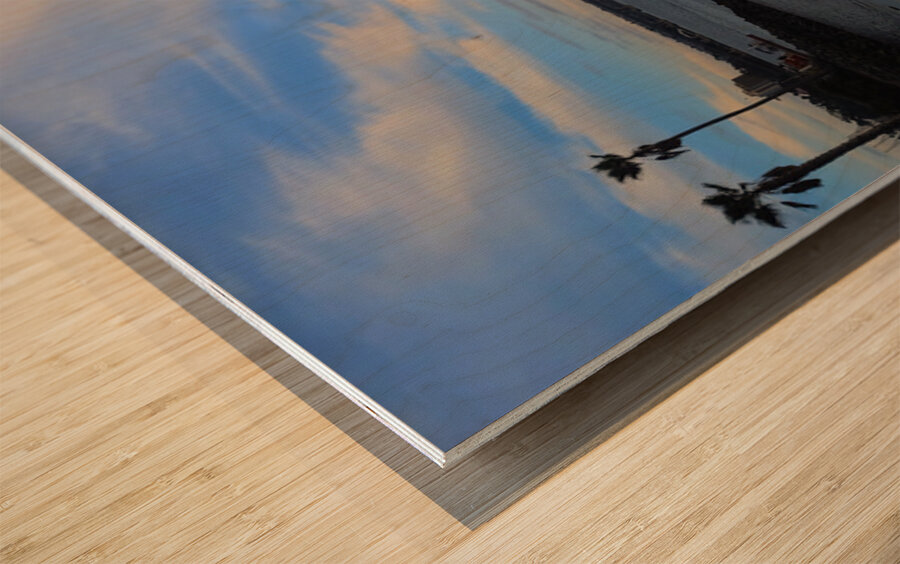 Panoramic San Diego Sunset: Moments between Light and Tide Wood print