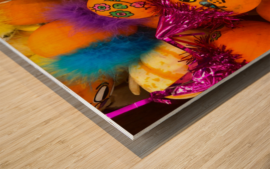 Halloween Pumpkin Faces Wood print